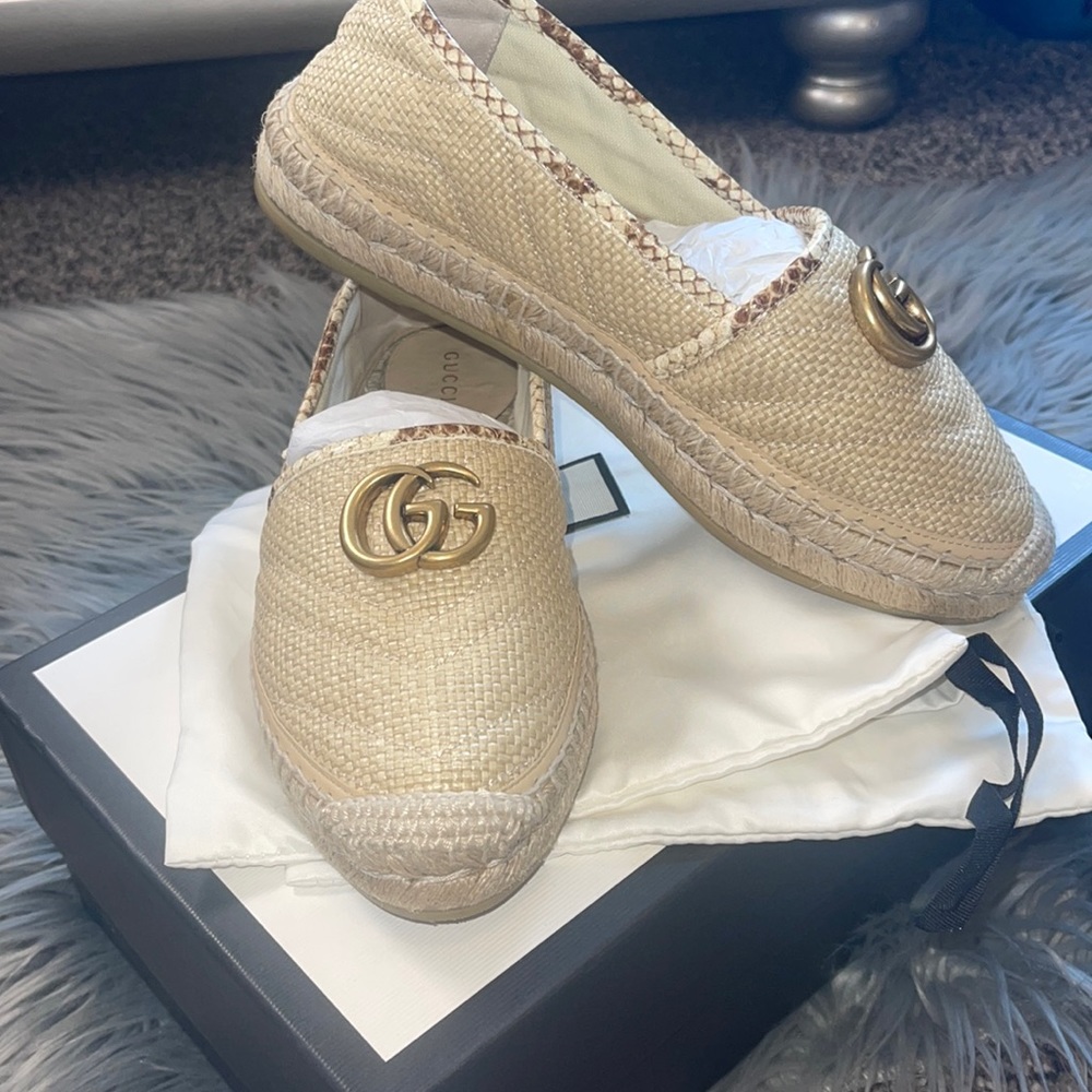 Gucci Espadrilles GG Chevron Raffia